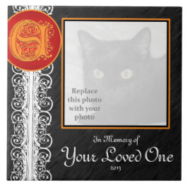 E Monogram "ter nagedachtenis aan uw geliefde" Teg Tegeltje