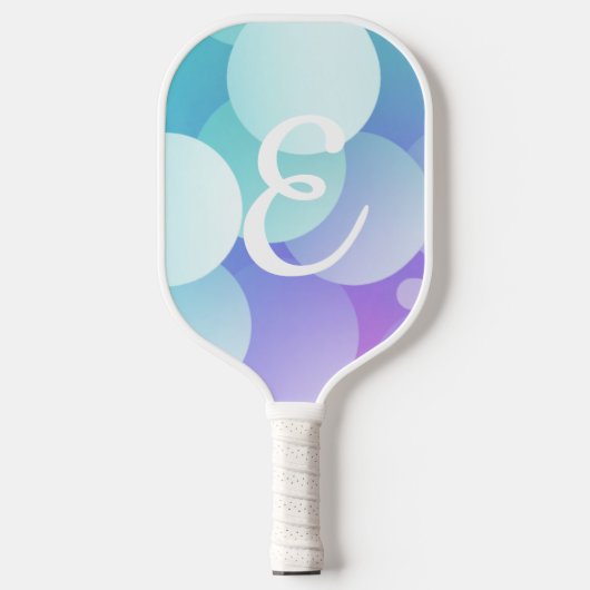 E Naam Pickleball Paddle Paarse Blue Bubble Modern (Voorkant)