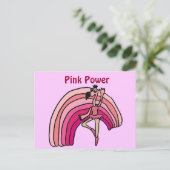 E-Pink Power Flamingo en Rainbow Design Briefkaart (Staand voorkant)