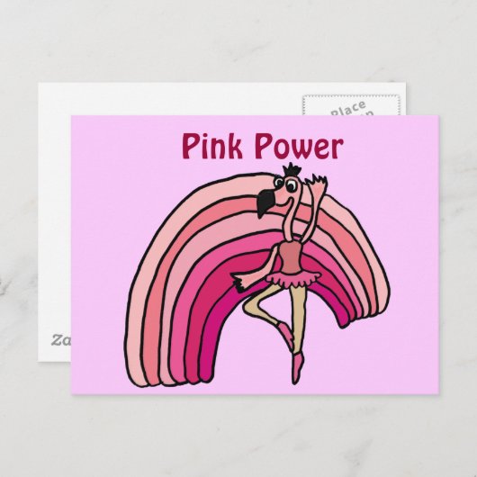 E-Pink Power Flamingo en Rainbow Design Briefkaart (Voorkant / Achterkant)