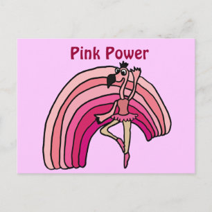 E-Pink Power Flamingo en Rainbow Design Briefkaart