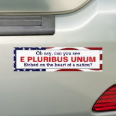 E Pluribus Unum Hart van een Natie Bumpersticker (Op auto)