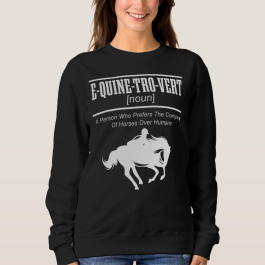 E QUINE TRO VERT Equestrian Horseback Riding Horse Trui (Voorkant)