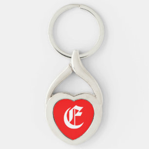 "E" Red Heart Sleutelhanger