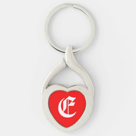 "E" Red Heart Sleutelhanger (Voorkant)