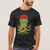 e: Schattigee groene octopus speelt Oud met rood P T-shirt (Voorkant)