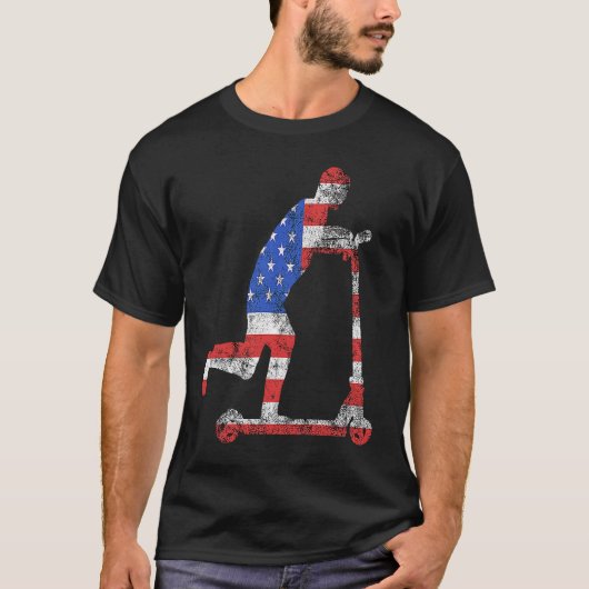 E Scooter USA American Electric Scooter Driver Sco T-shirt (Voorkant)