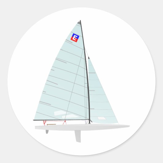 E-scow Racing Zeilboot onedesign Klasse Ronde Sticker (Voorkant)