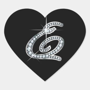 E Script Faux-"Diamond" Hart Sticker