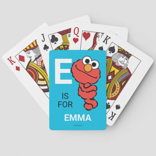 E staat voor Elmo | Jouw naam toevoegen | Speelkaa Pokerkaarten (Achterkant)