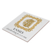 "E" Surname Weddenschap Jubileum Dag Monogram Tege Tegeltje (Zijkant)