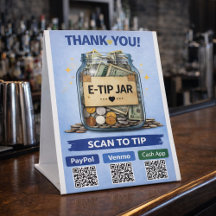 E-Tip Jar Scan om te betalen QR-code voetstuk bord