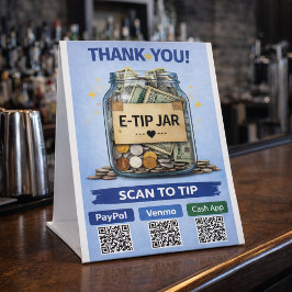 E-Tip Jar Scan om te betalen QR-code voetstuk bord Reclamebord Met Voetstuk