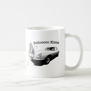 E-type Jag met hot cat girl Koffiemok