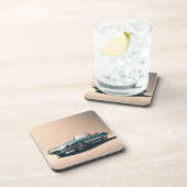 E-type Jaguar Convertible (blauw) Bier Onderzetter (Rechterzijde)