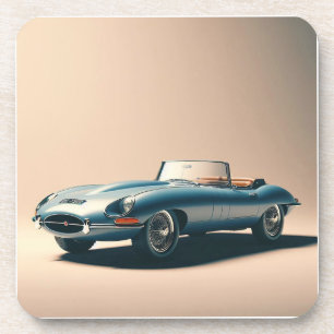 E-type Jaguar Convertible (blauw) Bier Onderzetter