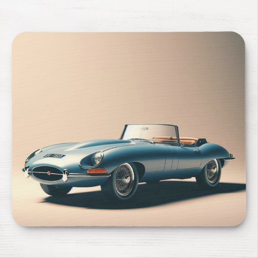 E-type Jaguar Convertible (blauw) Muismat (Voorkant)