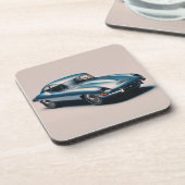 E-type Jaguar Coupé (blauw) Bier Onderzetter (Linkerzijde)