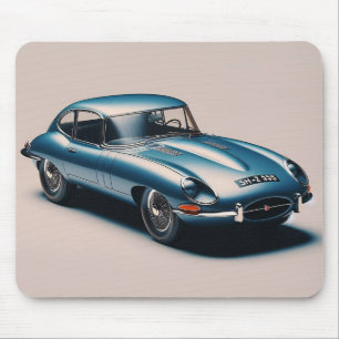 E-type Jaguar Coupé (blauw) Muismat