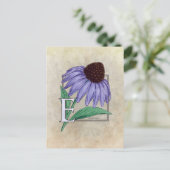 E voor Echinacea BloemMonogramkaarten Briefkaart (Staand voorkant)