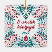 E vroolek kers feejst, West Flemish Merry Xmas Keramisch Ornament (Achterkant)