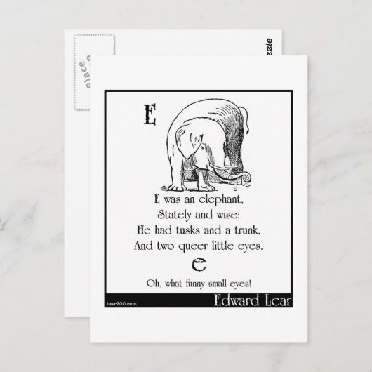 E was een olifant briefkaart (Voorkant / Achterkant)