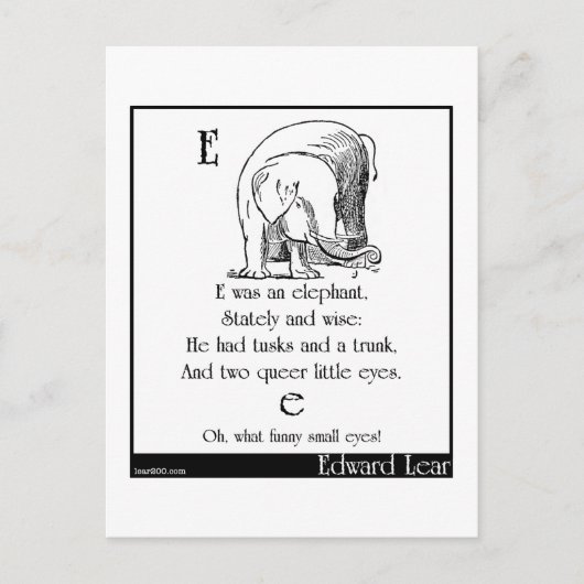 E was een olifant briefkaart (Voorkant)