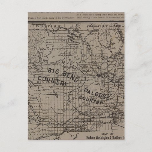 E Washington, N Idaho Briefkaart (Voorkant)