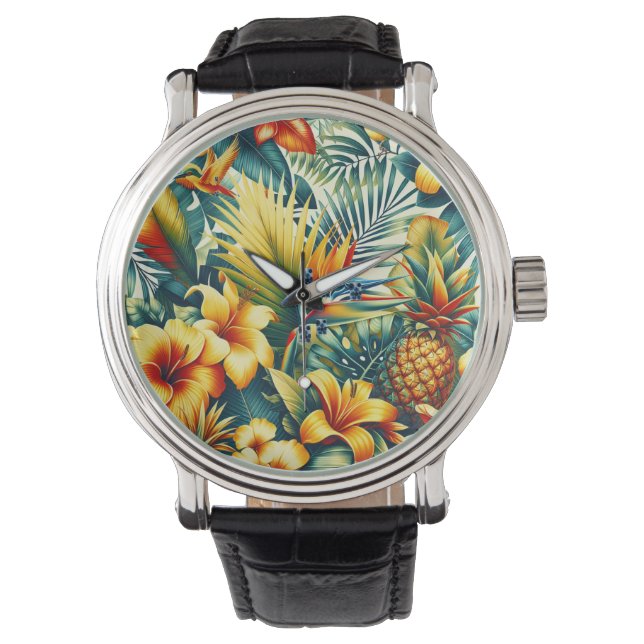 E-watch met tropisch gezicht horloge (Voorkant)