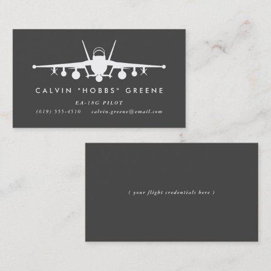EA-18G Growler Fighter Pilot met aangepaste tekst Visitekaartje (Voorkant / Achterkant)