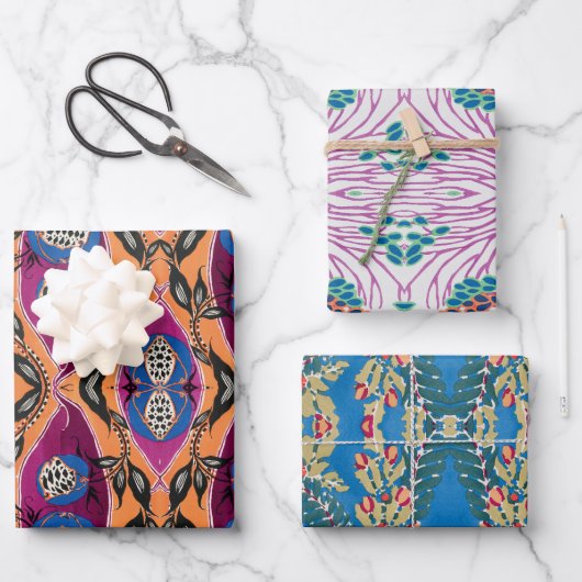 EA Séguy botanische bloemdruk Inpakpapier Vel (Voorkant)