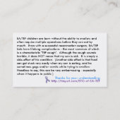 EA/TEF-kaarten voor jongens Visitekaartje (Achterkant)