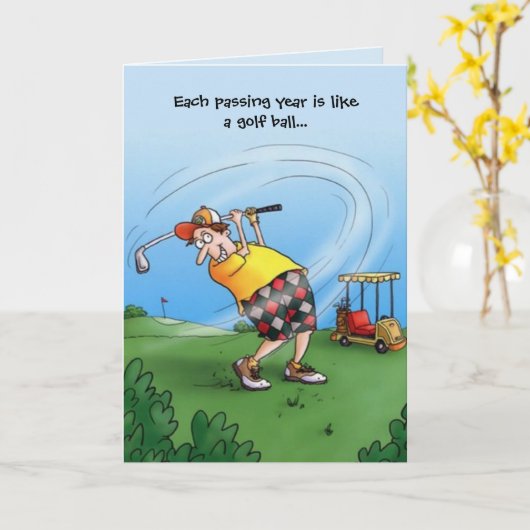 Each Year is like a Golf Ball Birthday Kaart (Gele Bloem)