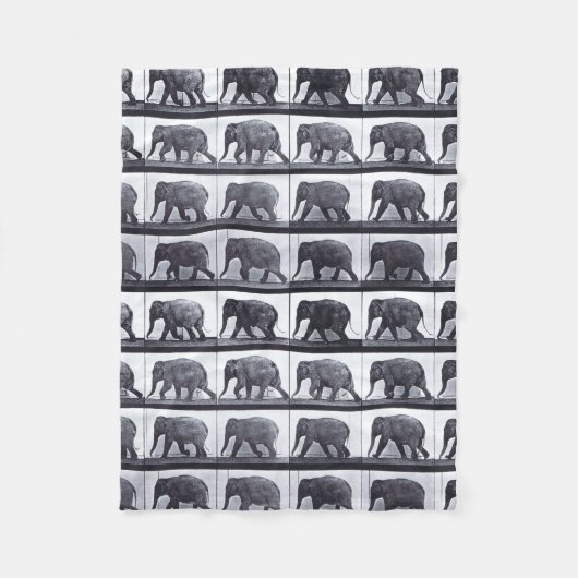 EADWEARD MUYBRIDGE:Elephant Waling Fleecy Blanket Fleece Deken (Voorkant)