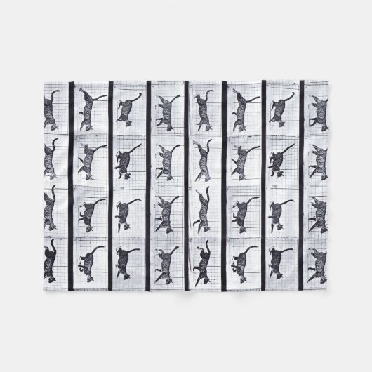 EADWEARD MUYBRIDGE: Kat Walking - Fleecy Blanket Fleece Deken (Voorkant (Horizontaal))