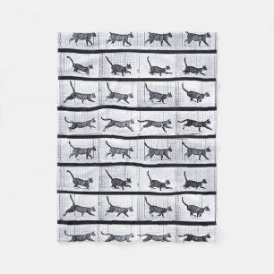 EADWEARD MUYBRIDGE: Kat Walking - Fleecy Blanket Fleece Deken