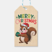Eaël-kerstcureuil met kerstbal cadeaulabel (Voorkant)