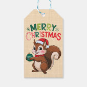 Eaël-kerstcureuil met kerstbal cadeaulabel (Achterkant)