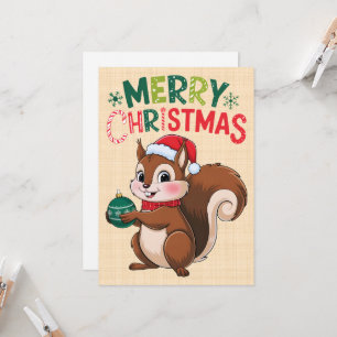 Eaël-kerstcureuil met kerstbal kaart
