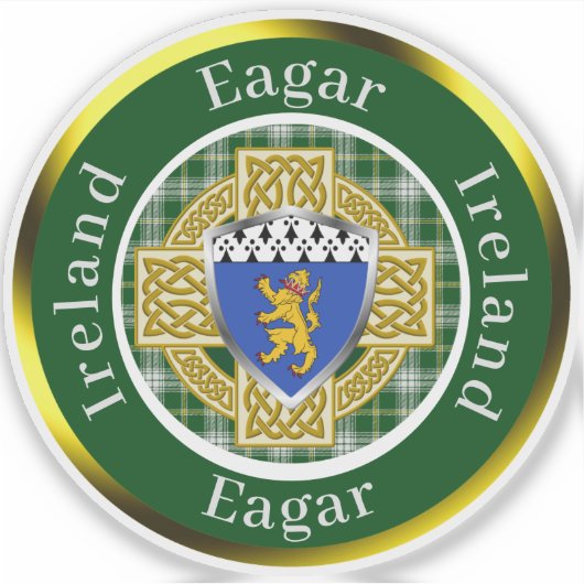 Eagar Shield & Keltisch Kruis gepersonaliseerd Sticker (Voorkant)