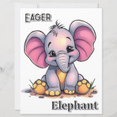 Eager Elephant  | Cute Cartoon Kid's Nursery Art (Voorkant)