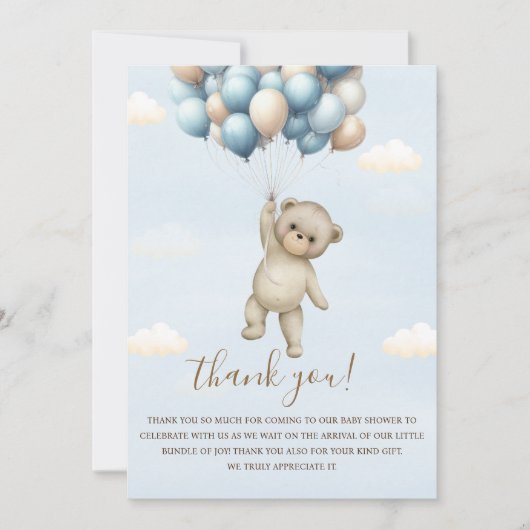 Eagerly Awaiting Baby Boy Bear Shower Bedankkaart (Voorkant)