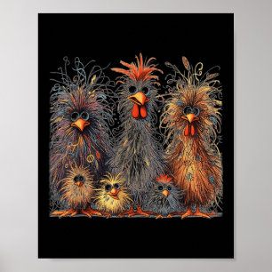 Eagerly kleurrijke grappige kip kunst poster