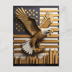 Eagle 3D Paper Art Design T-shirt Briefkaart