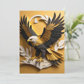 Eagle 3D Paper Art Design T-shirt Kaart (Staand voorkant)