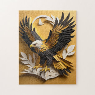 Eagle 3D Paper Art Design T-shirt Legpuzzel