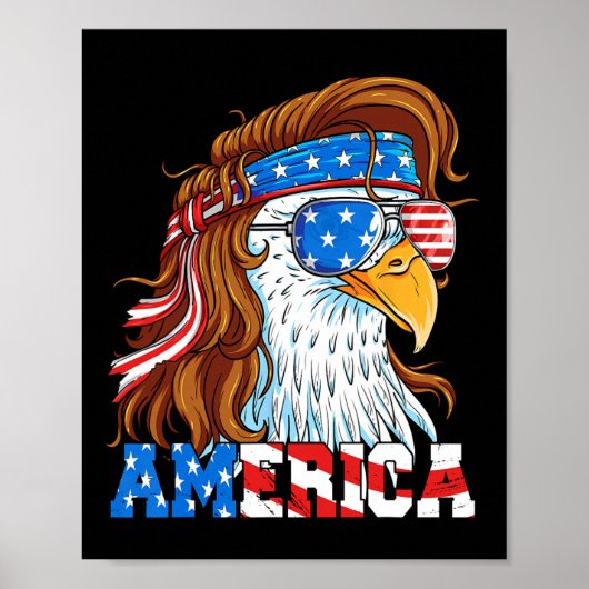 Eagle 4 juli Mullet Amerikaanse vlag USA Patriot Poster (Voorkant)