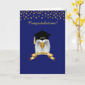 Eagle afstuderen feliciteert gouden en blauwe vis kaart (Gele Bloem)