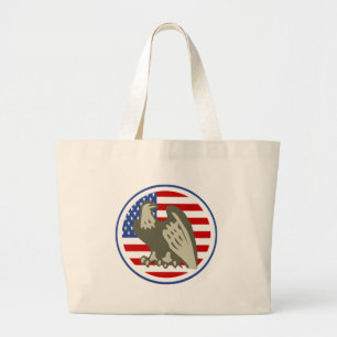 Eagle American Flag Grote Tote Bag
