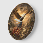 Eagle American Flag Patriotic Rustic Grote Klok (Hoek)